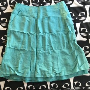 Linen Teal Turquoise Knee Length Skirt Kasper 16W